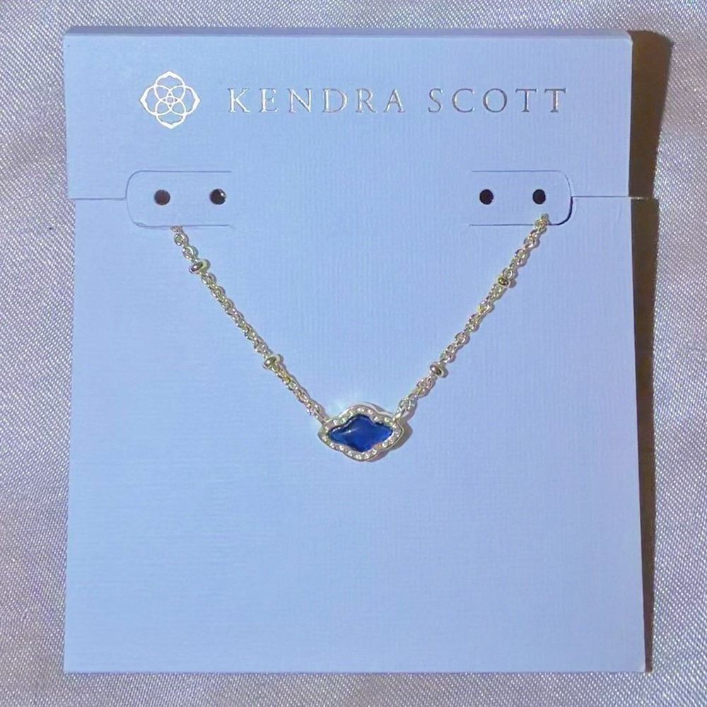 Gold Mini Abbie Kendra Scott Necklace in Navy Abalone